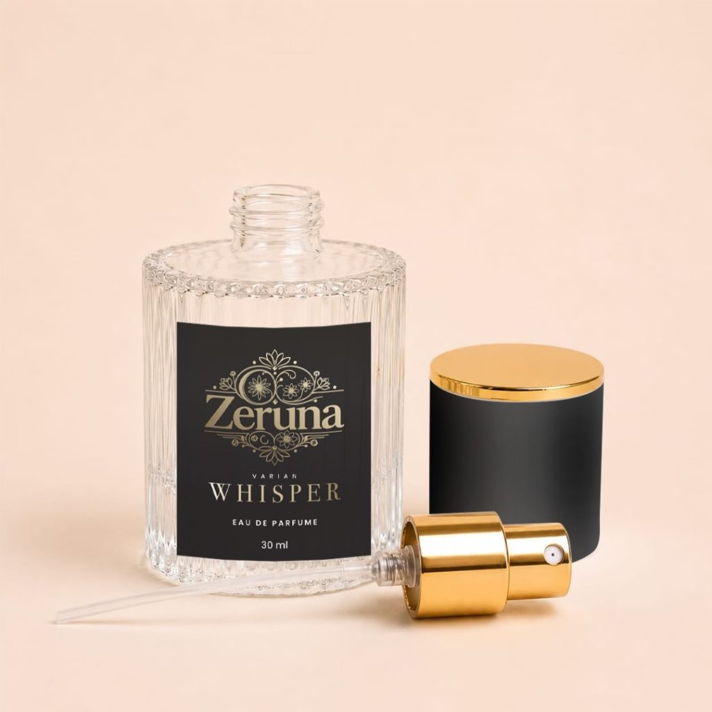 Botol Zeruna Whisper Eau de Parfume dengan tutup dan spray