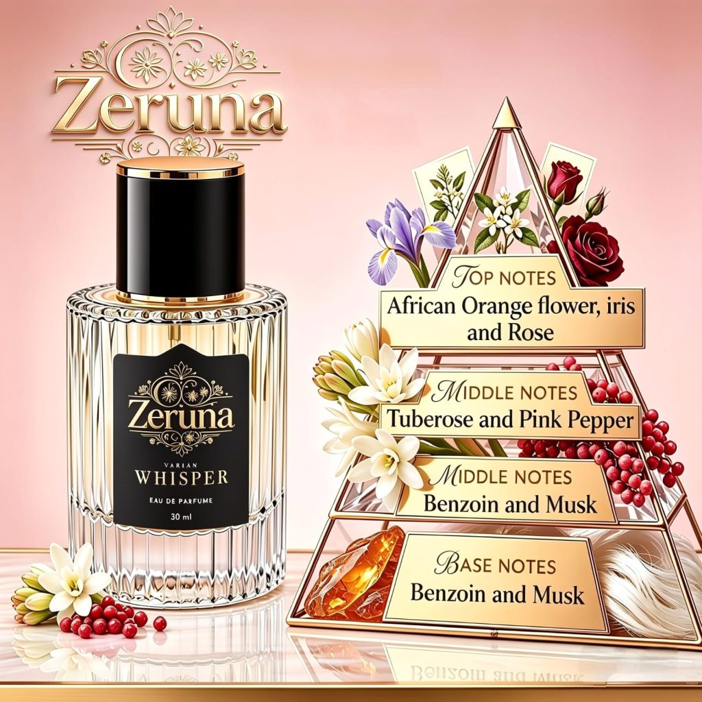 Zeruna Whisper Eau de Parfume dan susunan fragrance notes