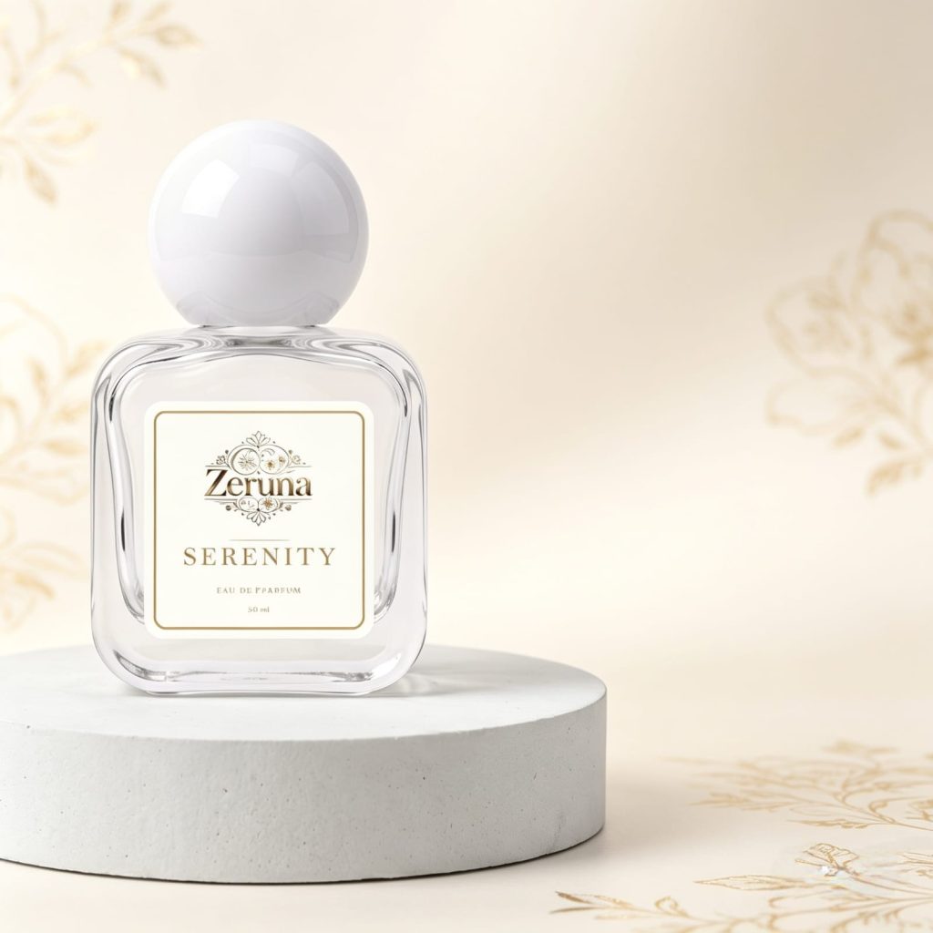 Botol Zeruna Serenity Eau de Parfume dengan karakter floral lembut